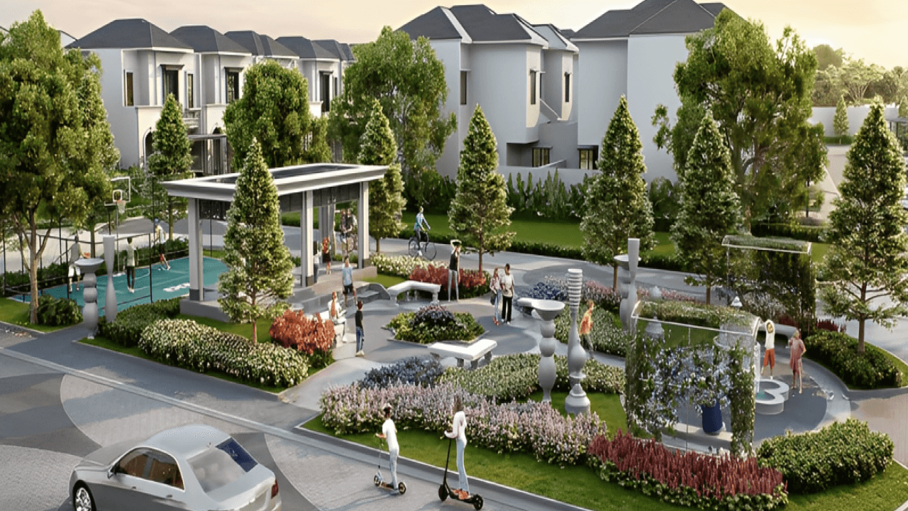 Tampilan Taman di Tengah Cluster El Como Balikpapan